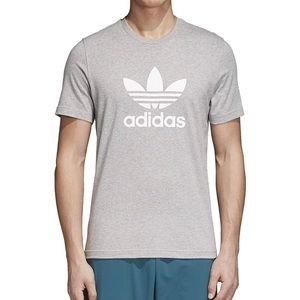 Adidas Tee Logo Men T Shirt Grey Trefoil Sise L